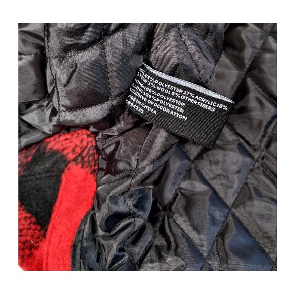 Coffee Shop Brand Woman/Teenager Size M Buffalo Plaid Red Black Wool Jacket - Picture 8 of 8
